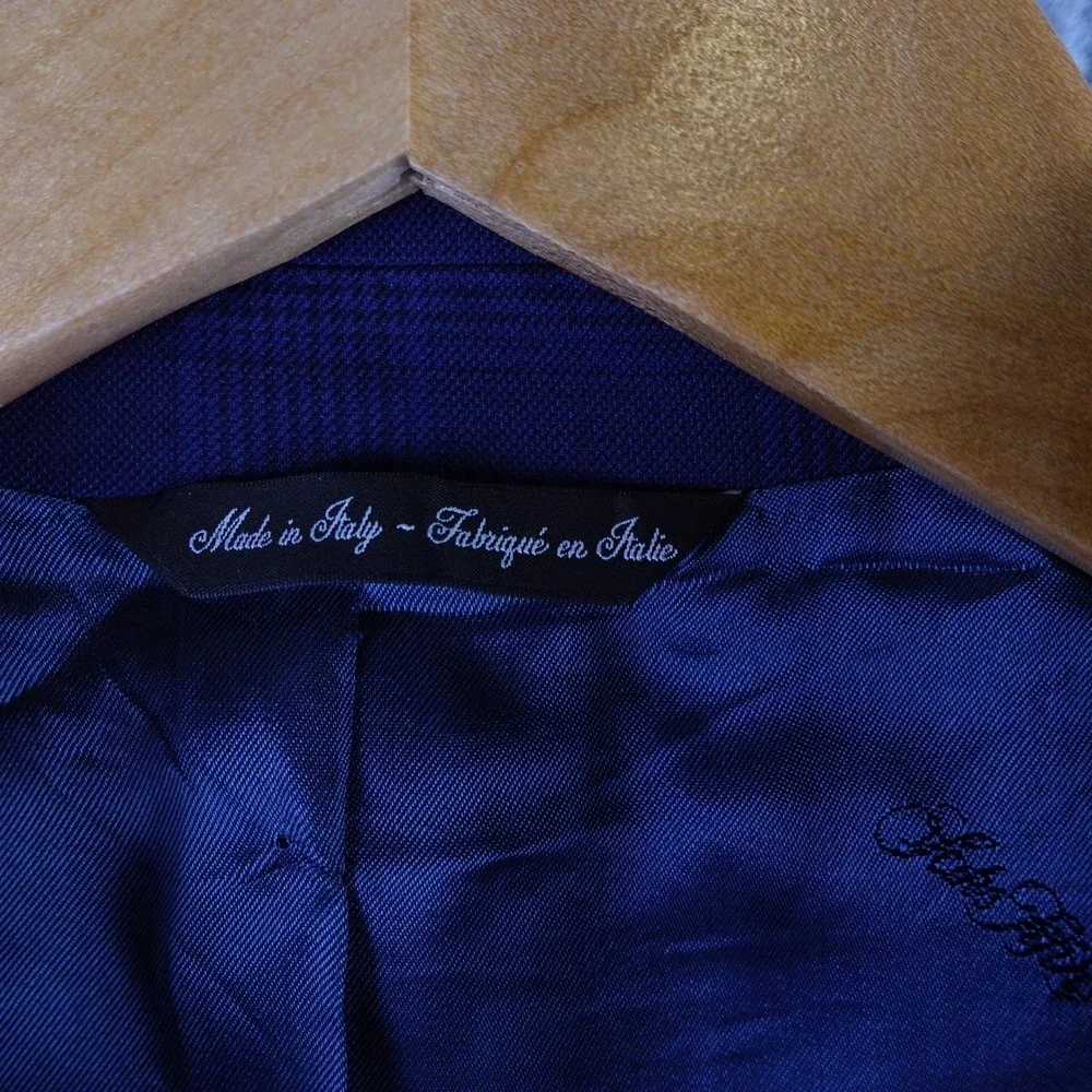 Ermenegildo Zegna Traveller Blue Wool Blazer Glen Check‎ 38R Italy Saks Fifth